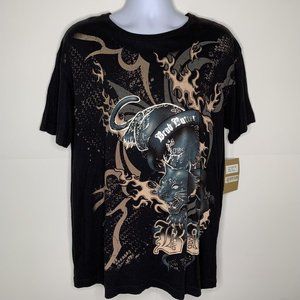 NWT Brad Butter Women's T-Shirt Electric Leopards Print, Black Short Sleeve XL